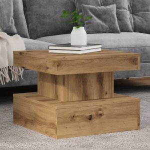 VidaXL Table basse avec lumières LED chêne artisanal 50x50x40 cm, table d'appoint, table de salon, table latérale, bout de canapé, table centrale