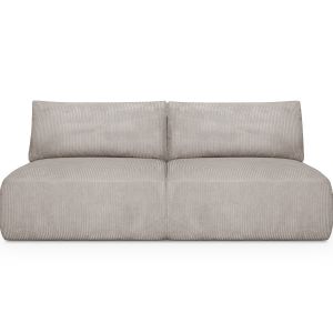 Image de Canap&eacute; convertible 3 places en velours c&ocirc;tel&eacute; taupe