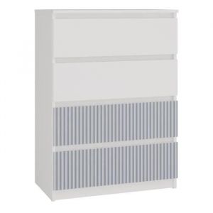 Aster T4 - Commode Moderne 4 Tiroirs - 97x70x40 - Meuble De Rangement Enfant - Blanc Et Bleu