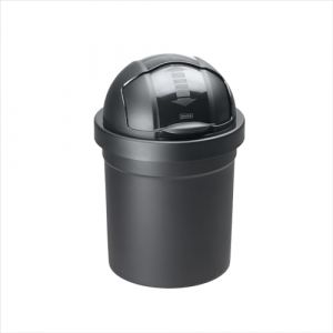 Rotho Roll Bob poubelle ronde 10l avec couvercle, Plastique (PP) sans BPA, noir, 10l (26.5 x 26.5 x 39.5 cm)