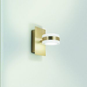 Dunk - Applique murale ronde Fabas Luce 2 lumi&egrave;res - Applique murale LED 16W &agrave; intensit&eacute; variable - Laiton satin&eacute;