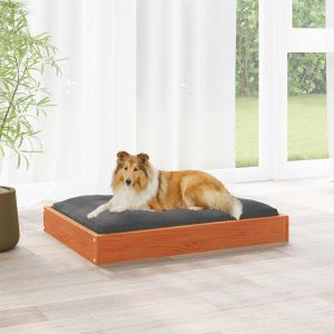 Image de VidaXL Lit Pour Chien Cire Marron 101,5 X 74 X 9 Cm Bois De Pin Massif
