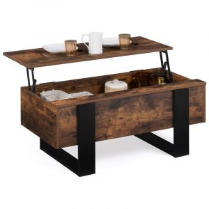 Image de Idmarket Table basse plateau relevable phoenix bois effet vieilli et noir - Multicolore