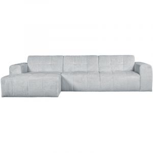 Mobilier Deco - cynda - Canapé d'angle en tissu capitonné gris - Angle gauche