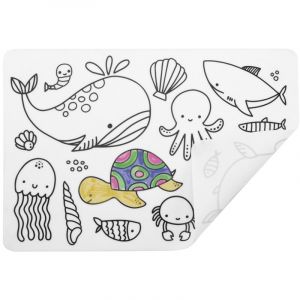 Ulysse Couleurs d'Enfance Silicone : Set DE Table À COLORIER - THÈME OCÉAN