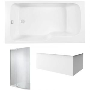 Jacob Delafon Pack baignoire bain douche 160 x 85 Malice version gauche + tablier en angle + pare bain