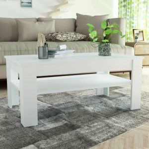 VidaXL Table basse en aggloméré 110 x 65 48 cm Blanc