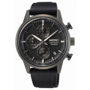Seiko Bracelet silicone / plastique homme - Montre Sport Titane black - Couleur de la mati&egrave;re:Noir