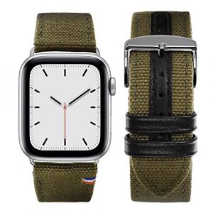 Eternel Bracelet Apple Watch New Rover Tissu kaki & adaptateurs aluminium argent 42/44/45/49 mm