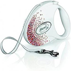 Flexi Glam Splash Orient avec cristaux Swarovski s - Laisse r&eacute;tractable pour chien - 3 m - blanc