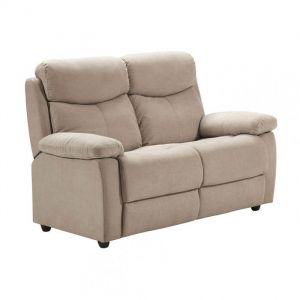 TARIFA - Canapé 2 Places Fixe Beige Tissu Waterproof