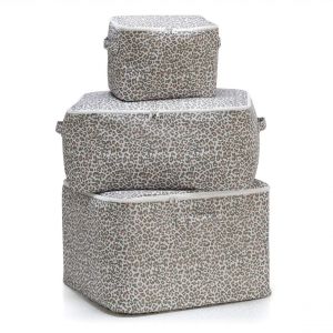 Lot de 3 housses de rangement TROIMAYA - l&eacute;opard