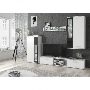 Image de Ensemble Meuble TV Design "Wow" Blanc & Noir Prix