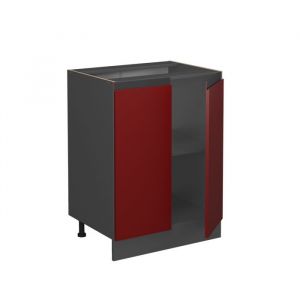Vicco - Meuble bas de cuisine R-Line, Rouge, 60 cm J-Shape, sans plan de travail