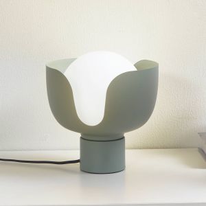 Lindby lampe à poser Fiora, vert, verre, métal, Ø 20 cm