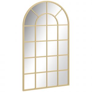 Homcom Miroir mural Miroir de penderie Miroir de fenêtre Design Cadre en métal Doré 110 x 62 cm
