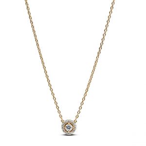Pandora Collier &agrave; Pendentif Halo Pav&eacute; Rond - Taille 45 cm