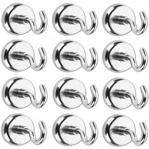 Image de 12PC Crochets Magnétiques avec Aimants Néodymes, Crochet Aimants, Puissant Aimant Néodyme Force d'attraction de 5.5 kg