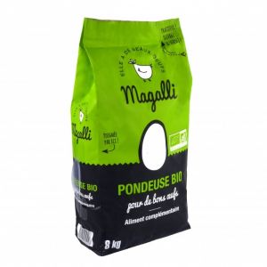 Magalli Aliment pour poule pondeuse bio en sac vert de 8 kg