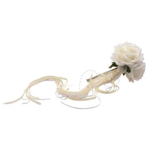 Ruedelafete Bouquet de 3 Roses avec rubans, ivoire