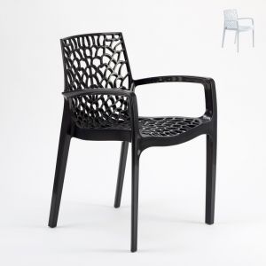Grand Soleil 22 Chaises Gruvyer ARM accoudoirs polypropyl&egrave;ne brillant offre stock | Noir