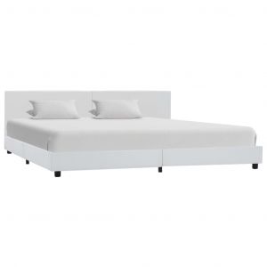 VidaXL Cadre de Lit Similicuir Blanc 180x200 cm Blanc