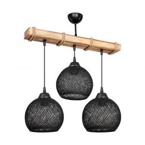 Suspension Luminaire Plafonnier Fiona ε27 Noir-naturel 50x20x63cm
