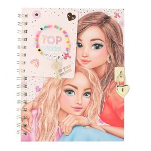 Depesche 13269 TOPModel - Journal Intime avec Cadenas en Forme de cœur et Bracelet, Livre en Rose, avec Motif de Mannequin, détails dorés et Pages lignées