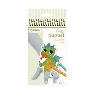 Clairefontaine Avenue Mandarine GY096C - Un carnet à spirale Graffy Puppet 24 marionnettes à doigts pré-découpées à colorier 12x12 cm 250g (12 designs x2), Animaux fantastiques