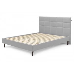 Image de Bobochic Structure de lit CARRE avec lattes massives pieds bois wengé 140 x 190 cm Gris