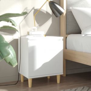 VidaXL Tables de chevet avec pieds en bois 2 pcs Blanc 40x30x50 cm. Produit Neuf ! Garantie 0 ans !