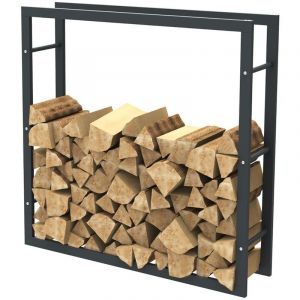 BC-Elec HHWPF0011 Rangement à bois en acier noir 100*100*25CM, rack pour bois de chauffage, range-bûches - Noir