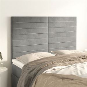 Image de VidaXL 4 x T&ecirc;tes de Lit Meubles de Chambre &agrave; Coucher Accessoires de Lit Simple T&ecirc;tes de Cadre de Lit Int&eacute;rieur Gris Clair 72x5x78/88 cm Velours