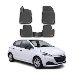 Omac Tapis de sol pour Peugeot 208 2012-2019 sur mesure en caoutchouc Noir