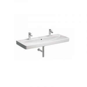 Image de Geberit Smyle Carré lavabo 500253, 120x48cm, avec deux trous pour robinet, avec trop-plein, Coloris: Blanc - 500.253.01.1