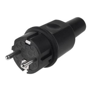 Image de Bachmann Fiche à contact de protection 913.169 Tout caoutchouc 250 V noir IP44, IP20 1 pc(s)