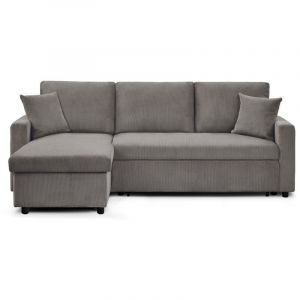 Intensedeco - Canapé d'angle convertible Rico velours côtelé Taupe