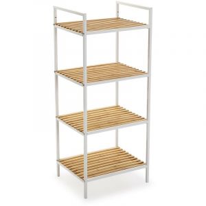 Versa Willow Meuble pour la salle de bain, 95 x 32,5 x 39 cm,Bambou et métal, Blanc