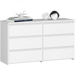 Commode Akord CL100 Blanche 100 cm 6 tiroirs façade Blanche 100x35x57 cm