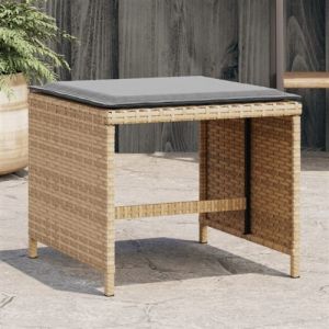 VidaXL Tabourets de jardin et coussins lot de 4 mélange beige rotin