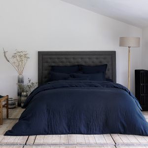 Anne de Solène Housse de couette lin bleu de chine 200x200 cm