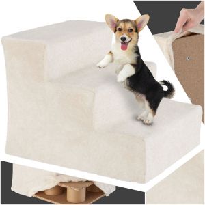 TecTake Escalier pour animaux domestiques Paw Path avec housse en peluche 37 x 45 x 34,5 cm