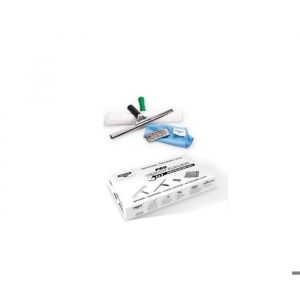 Unger Unitec Kit de Nettoyage de fenêtre avancé 4 en 1, équipement Professionnel de Nettoyage de vitres d'intérieur et d'extérieur, raclette, Lave-vitres, grattoir de sécurité, Chiffon en Microfibre,