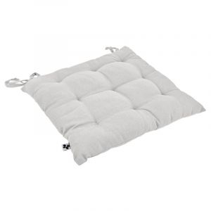 Coussin de chaise 38 x 38 cm capitonnée en coton blanc - dolores