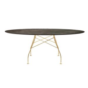 Kartell Table ovale GLOSSY MARBLE 192 x 118 cm (Aged Bronze - Grès finition Marbre et acier doré)