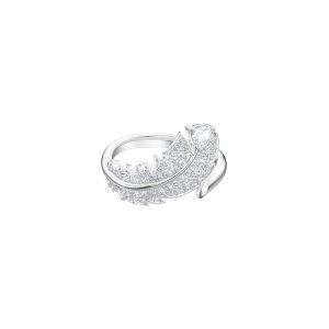 Swarovski Bague blanche avec motif Nice m&eacute;tal rhodi&eacute; Gris