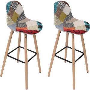 Altobuy - patchwork - Lot de 2 Tabourets de Bar Scandinaves - Multicolore