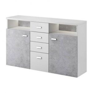 Image de Buffet 140cm collection BERGAME. Coloris Gris et blanc. Style design