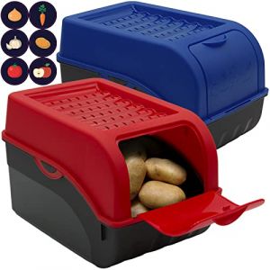 Artecsis Lot de 2 Bo&icirc;tes de Conservation Alimentaire 5L Rouge/Bleue + 6 Stickers/Fruit, L&eacute;gume