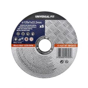 Universal Fit Disque de coupe métal 125x1x22,2 mm Universel fit, 5 pièces